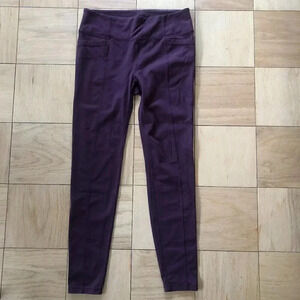 Athleta Metro High Rise Tight Leggings Size XLT Maroon Pockets Casual